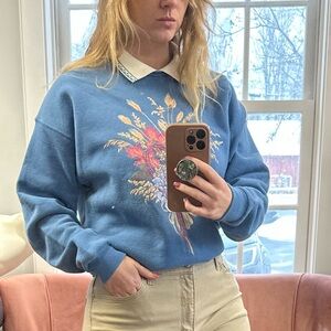 Vintage • Collared Crew Neck Grandma Sweater